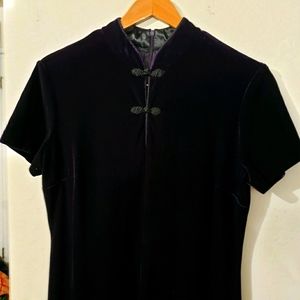 Vtg purple velvet cheongsam